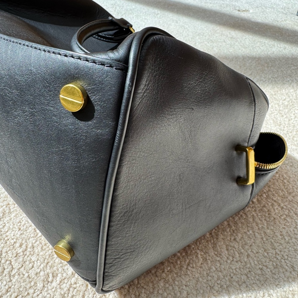 Vintage J. Crew Black Leather Top Handle Satchel Doctor Bag Purse New w/o tags! - Picture 13 of 13